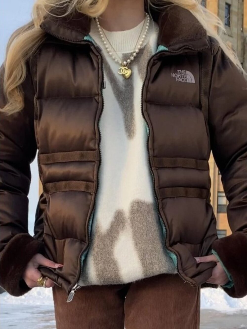 Vintage Y2K The North Face Women's Chocolate Brown 600 Fill Down Puffer Jacket S